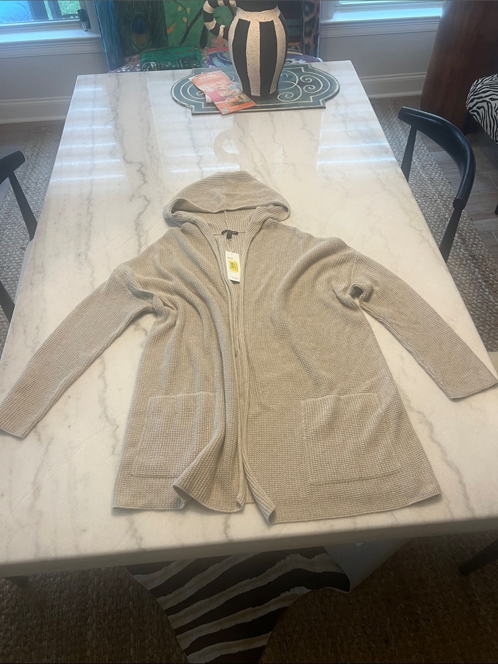 Eileen Fisher Hooded Open-Front Peruvian Organic Cotton Cardigan. Large NWT - Picture 9 of 15